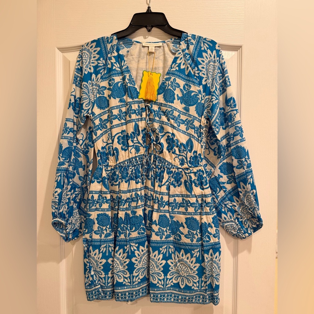 Chelsea & Violet Blue and White Patterned Dress